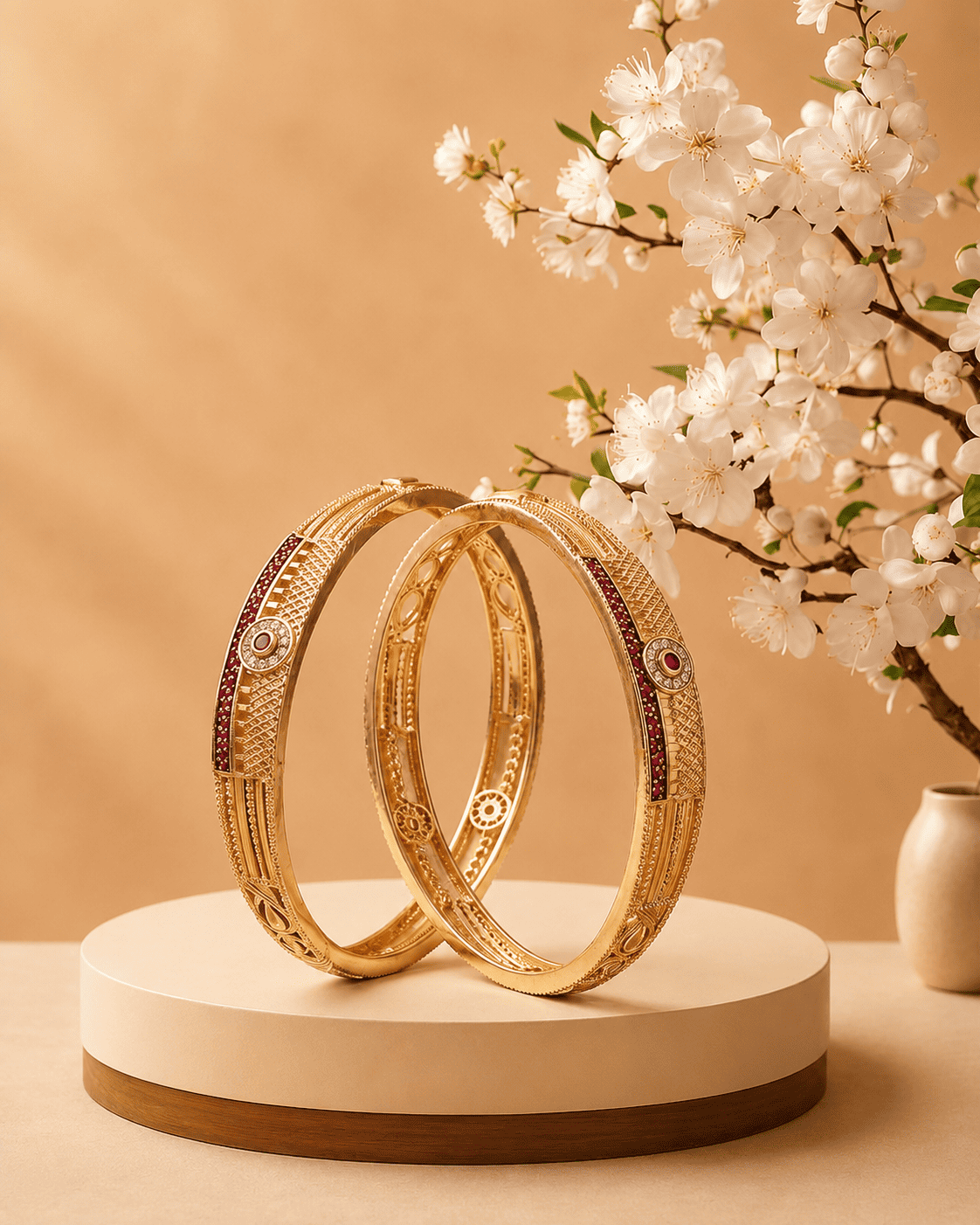 Traditional and Ruby CZ Designer Bangles for Women 3