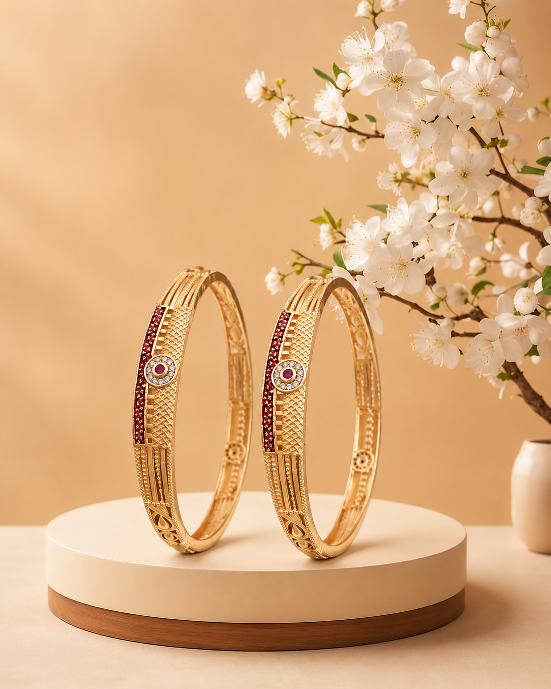 Traditional and Ruby CZ Designer Bangles for Women