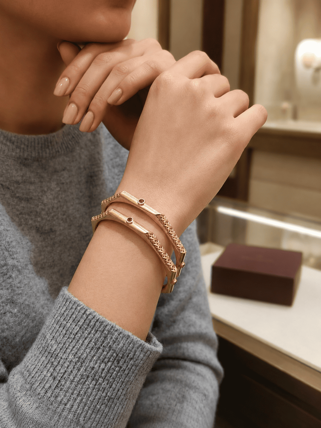 Designer Gold-Tone Openable  Bangles with Ruby Stone 4
